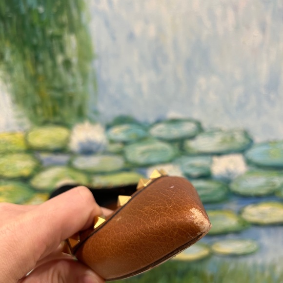 Authentic Valentino Garavani size 38 (7.5) Rockstud Ballet Flat Brown color - Picture 5 of 11